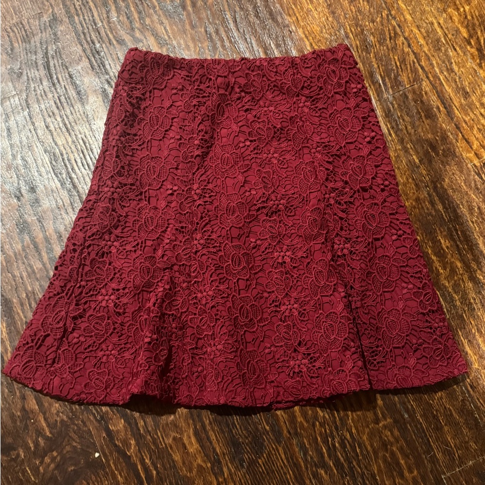 Nanette Lepore Rich Red Lace Skirt